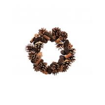 Krans van dennenappels en kaneel 19 cm