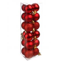 18 Mini rode kerstballen 3 cm
