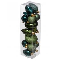 Blauwgroene boomdecoratieset 18 stuks