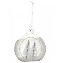 Matglazen kerstbal met dennenbomen 8 cm