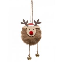 Ophanging kleine kerst rendier pompon 13 cm