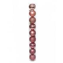 9 Rosé gouden kerstballen 6 cm
