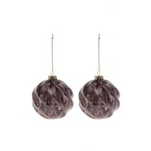 2 bruin gemarmerde glazen bollen 8 cm