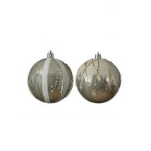 witte en gouden glitter kerstballen 8 cm