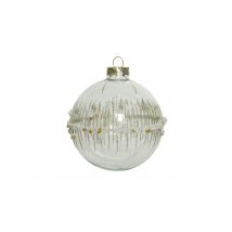 3 kerstballen in transparant goud glitterglas 8 cm