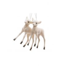 2 ophangingen voor dennenboom klein wit fawn 7,5 cm