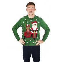 Groene kersttrui met biker Kerstman