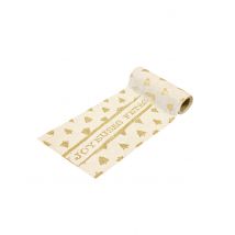 Tafelloper happy holidays in goud naturel canvas 4 mx 14 cm
