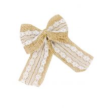 2 Strikken van jute en kant 13 x 12 cm