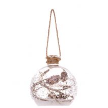 Kerstbal in glazen kleine gematteerde flacon 9 cm