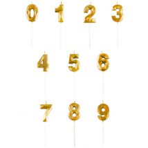 Gouden cijferkaars met ruiteffect 5 cm