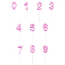 Diamant effect pastel roze cijferkaars 5 cm