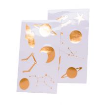 12 gouden stickers ruimte 3 tot 7 cm