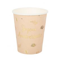 8 Happy Birthday Boho blush en gold bekers 255 ml
