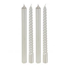 4 kaarsen wit en pailletten 25 cm