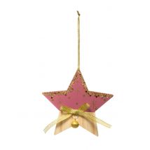 20 cm roze en hout éroile ophanging