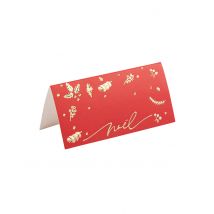 Holly kerstplaatskaarten rood en goud 8 x 4 cm