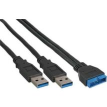 InLine 33447I 0.4m 2 x USB Macho Macho Negro cable
