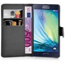 Funda Libro para Samsung Galaxy A3 2015 en NEGRO FANTASMA - Cubierta Proteccion con Cierre Magnetico, Tarjetero y Funcion de Suporte - Etui Case Cover Carcasa