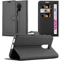 Funda Libro para Samsung Galaxy A6 PLUS 2018 en NEGRO FANTASMA - Cubierta Proteccion con Cierre Magnetico, Tarjetero y Funcion de Suporte - Etui Case Cover Carcasa
