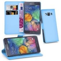 Funda Libro para Samsung Galaxy A7 2015 en AZUL PASTEL - Cubierta Proteccion con Cierre Magnetico, Tarjetero y Funcion de Suporte - Etui Case Cover Carcasa