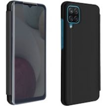 Funda Samsung Galaxy A12 Efecto Espejo translúcida F.Soporte - Negro