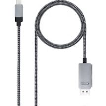 Nanocable 10.15.5002 adaptador de cable de vídeo 1,8 m USB Tipo C DisplayPort Aluminio, Negro