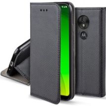 Funda para Motorola Moto G7 Power, Negra - Flip Cover Smart Magnética con Soporte y Cartera para Tar
