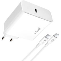 Cargador Corriente Potencia 65W Compacto con Cable USB-C 1.8m Blanco