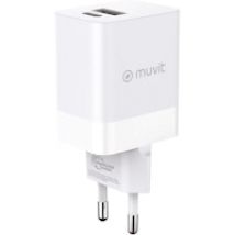 muvit for change cargador de pared 1 USB 12W+1 Tipo C PD 45W blanco