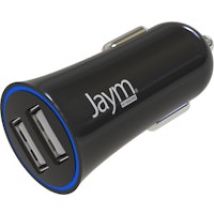 Cargador de coche compacto y ligero Dual USB-A 12W 2.4A con protector contra sobretensiones Negro