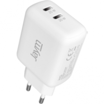 Cargador de red rápido USB-C dual 45W 3A PD y PPS Blanco