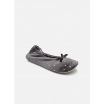 Chaussons Ballerine microvelours ? brodée pois Gris - Isotoner - Disponible en 35 - 36