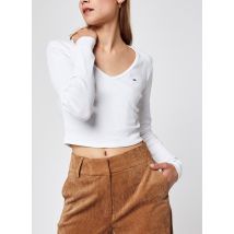 Tommy Jeans - Bekleidung Tjw Baby Rib Jersey V-Neck Ls - weiß - Größe XL