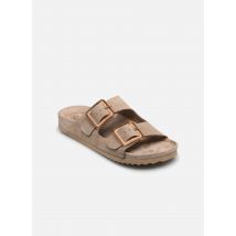 Colors of California - Wedges Cow suede bio with two buckles - Bruin - Maat 38