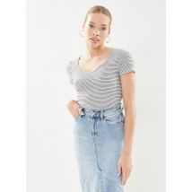 Noisy May - Ropa Nmposy S/S V-Neck Stripe Top Jrs S* - Blanco