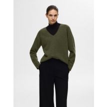 Selected Femme - SLFLULU NEW LS KNIT V-NECK B NOOS Verde - Abbigliamento - Taglia XS