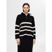 Selected Femme - Bekleidung SLFMALINE LS KNIT HALF ZIP NOOS - schwarz - Größe XS