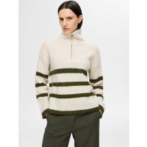 Selected Femme - Bekleidung SLFMALINE LS KNIT HALF ZIP NOOS - beige - Größe XS