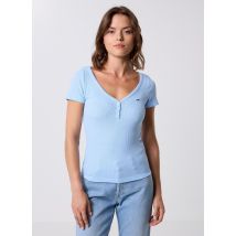 Tommy Jeans - Kleding TJW SLIM HENLEY WAFF - Blauw - Maat L