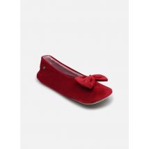 Chaussons Ballerine Velours ? Grand N?ud W Bordeaux - Isotoner - Disponible en 41 - 42