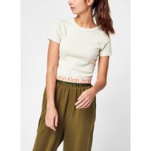 Kleding Logo Tape Rib Short Sleeves Beige - Calvin Klein Jeans - Beschikbaar in S