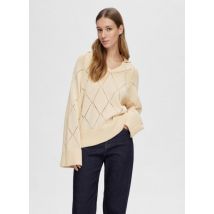 Bekleidung Slfvenke Ls Knit Collar beige - Selected Femme - Größe M