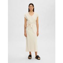 Bekleidung Slfessential Sl V-Neck Ankle Dress Noos beige - Selected Femme - Größe M