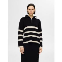 Kleding SLFMALINE LS KNIT HALF ZIP NOOS Zwart - Selected Femme - Beschikbaar in XL