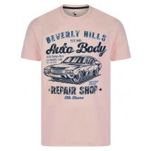 T-Shirts Aldridge Vintage Retro Graphic Print Motif Cotton Jersey T-Shirt in Barely Pink - South Shore / S - Tokyo Laundry