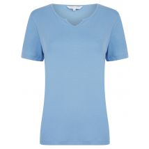T-Shirts Calandra Plain 100% Cotton Notch Neck T-Shirt in Hydrangea Blue - Amara Reya / 14 - Tokyo Laundry