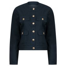 Coats / Jackets Morlich Women's Stretch Cotton Collarless Denim Jacket in Navy Blazer - Amara Reya / 14 - Tokyo Laundry