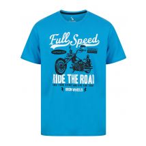 T-Shirts Full Speed Motif Cotton Jersey T-Shirt in Blithe Blue - South Shore / M - Tokyo Laundry