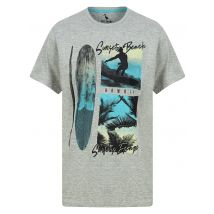 T-Shirts Sunset Beach Motif Cotton Jersey T-Shirt in Light Grey Marl - South Shore / S - Tokyo Laundry